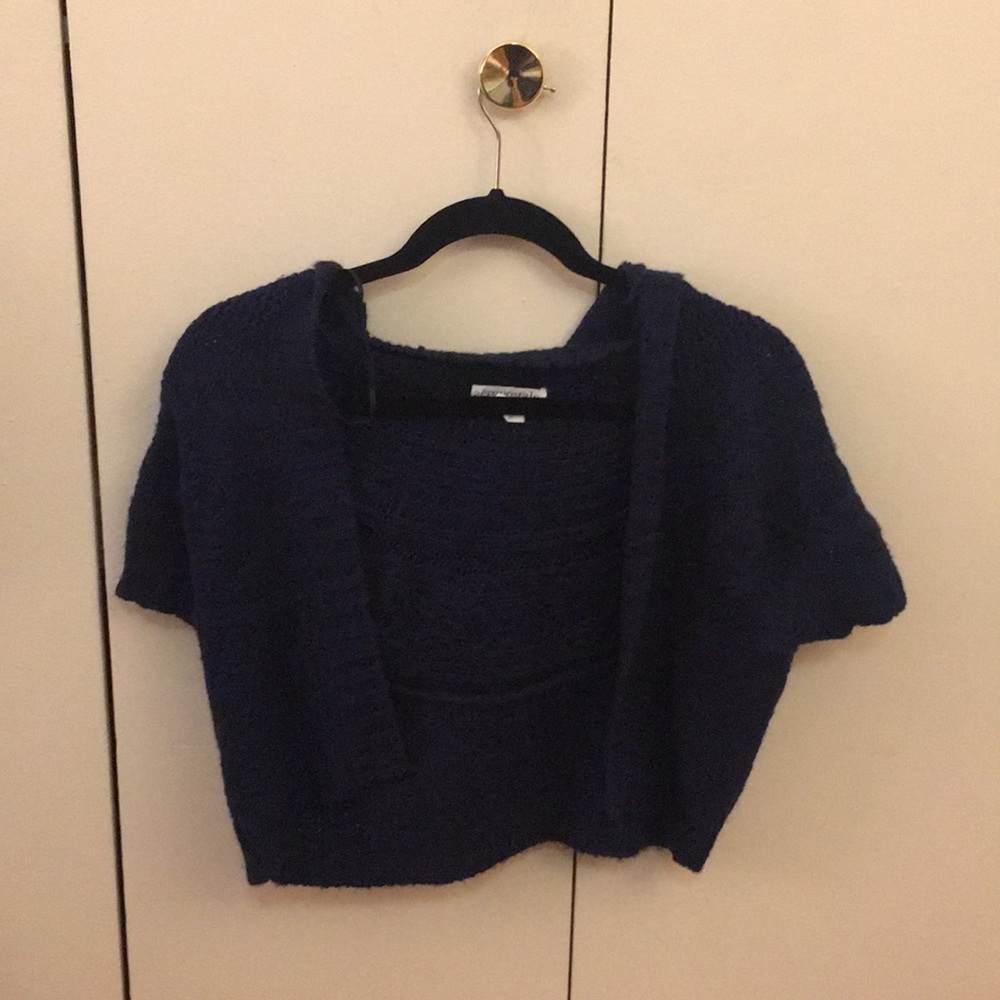 KNITTED NAVY BLUE CROPPED SWEATER
